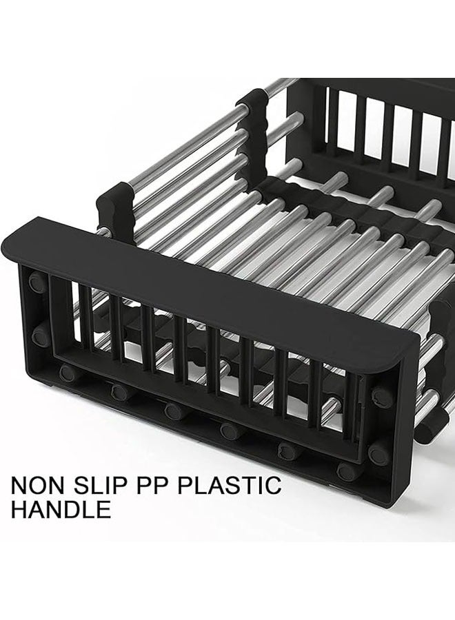 Expandable Dish Drying Rack, Over Sink Dish Drying Rack, Draining Dishes  Fruit Drain- Rustproof Stainless Steel for Kitchen, Rugged Sink Drain Rack (black) - Image 4